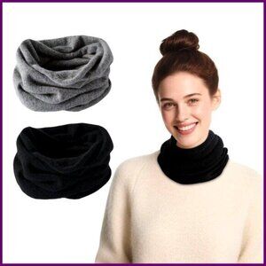 2 Pack Cashmere Blend Neck Gaiter, Soft Windproof Winter Scarf for Women Men